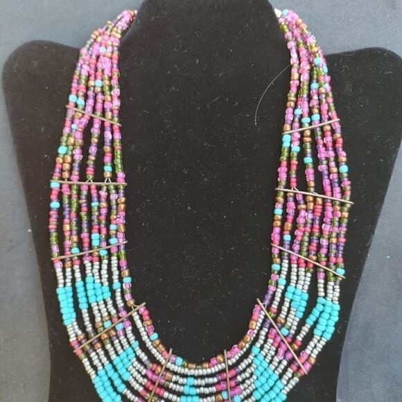 18" Princess 9 Row Beaded Nevklace - Picture 1 of 4